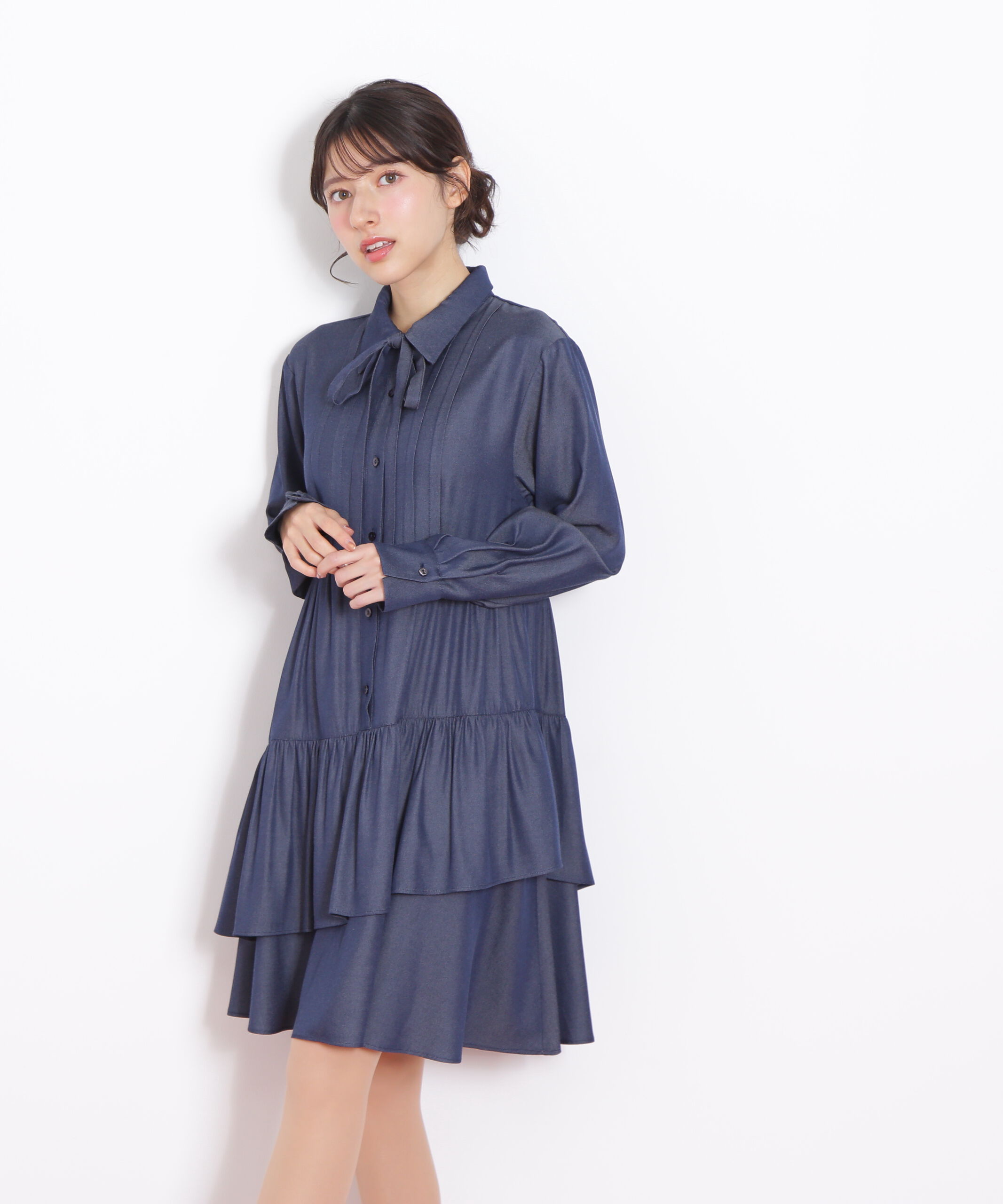  「ティアードミニシャツワンピース」|ワンピース|