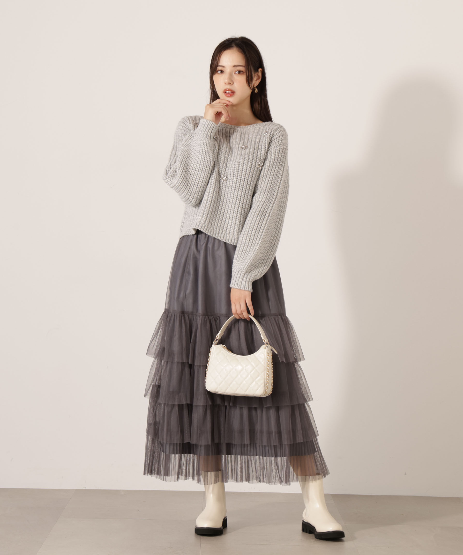 PROPORTION BODY DRESSING「部分プリーツティアードスカート　25AW」|スカート|