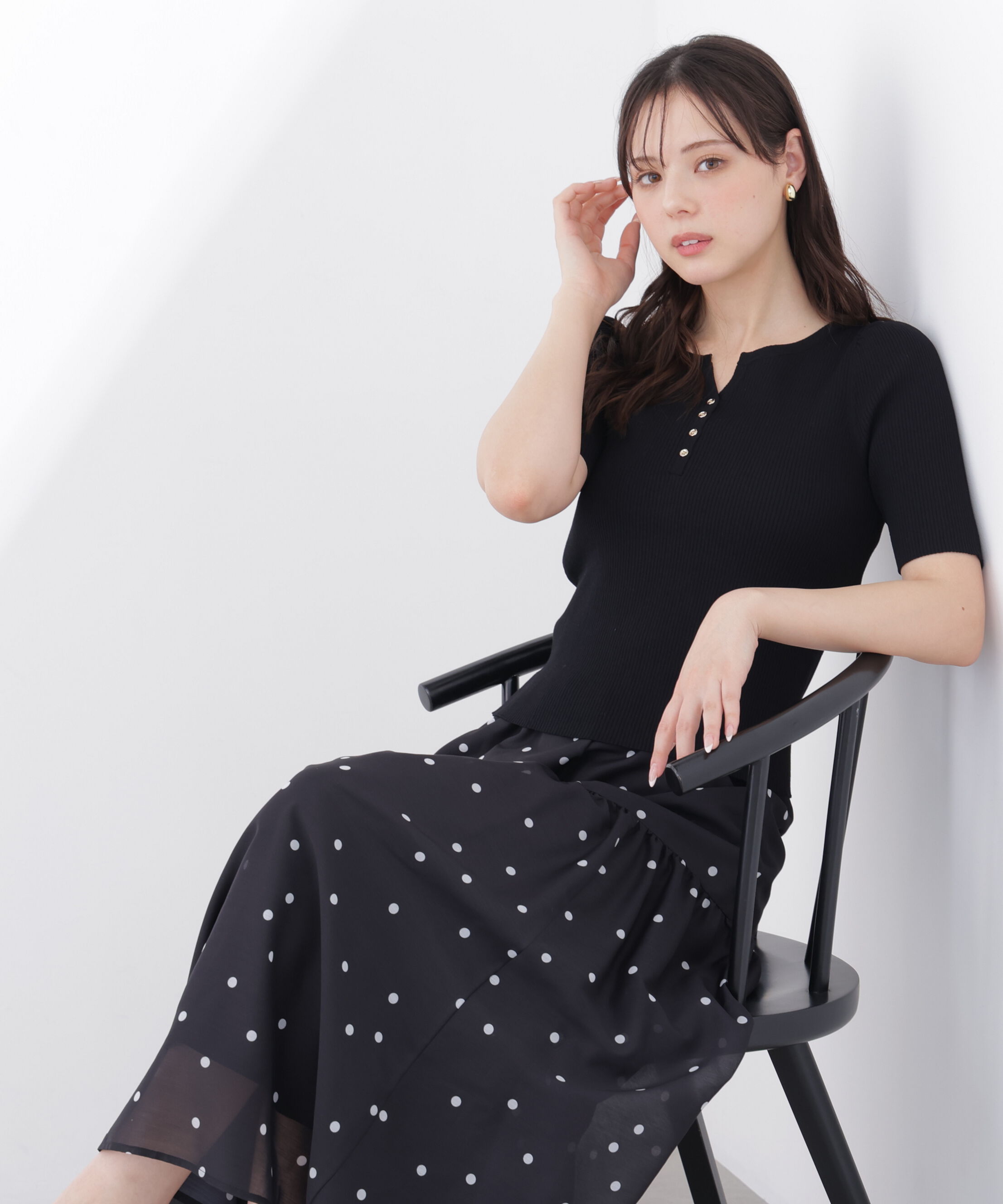 PROPORTION BODY DRESSING「ヘンリーネックニット 26SS」|ニット・セーター|ブラック