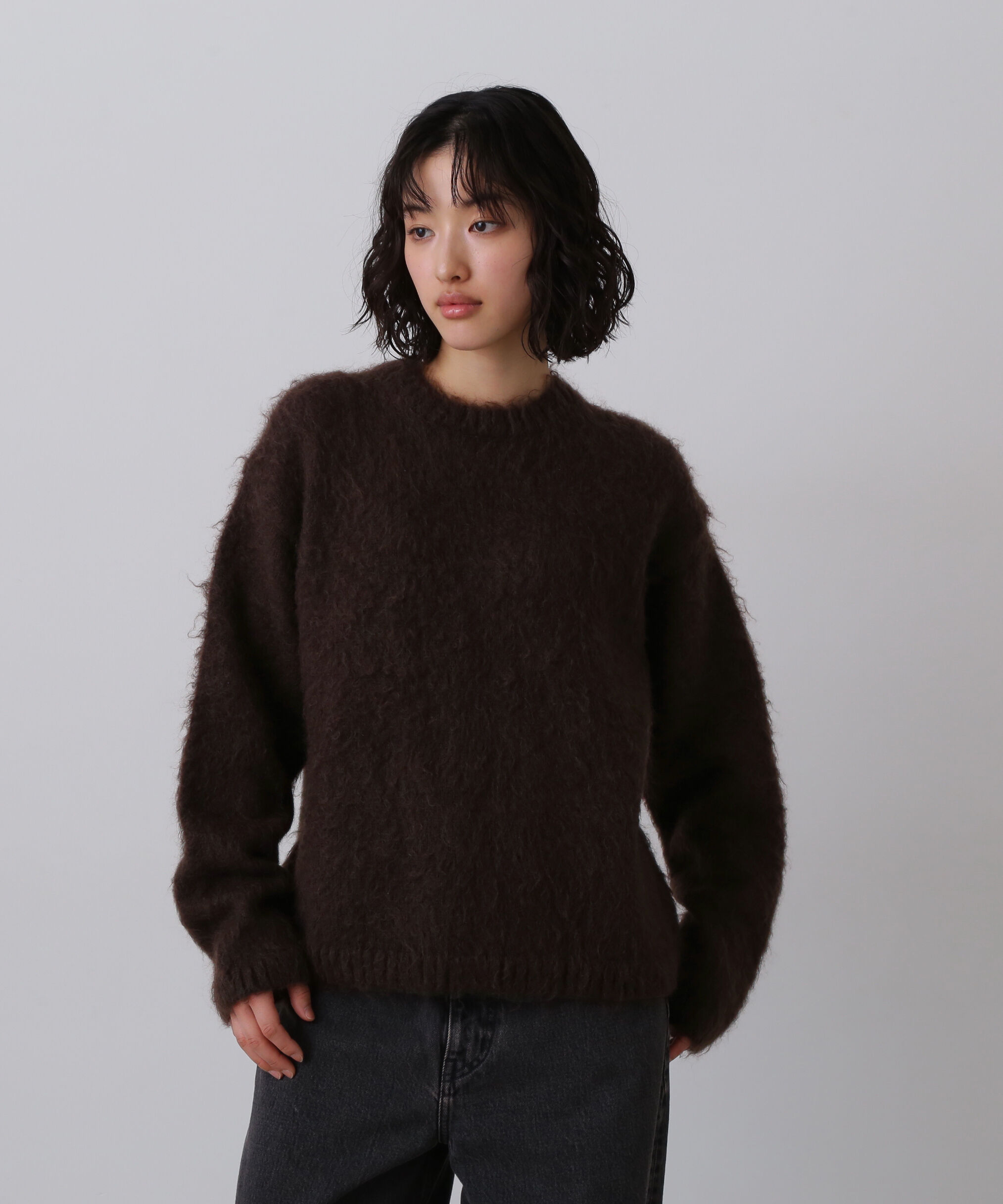 YLEVE 「YLEVE / MOHAIR NAPPING KNIT PULL OVER」|ニット・セーター|ブラウン