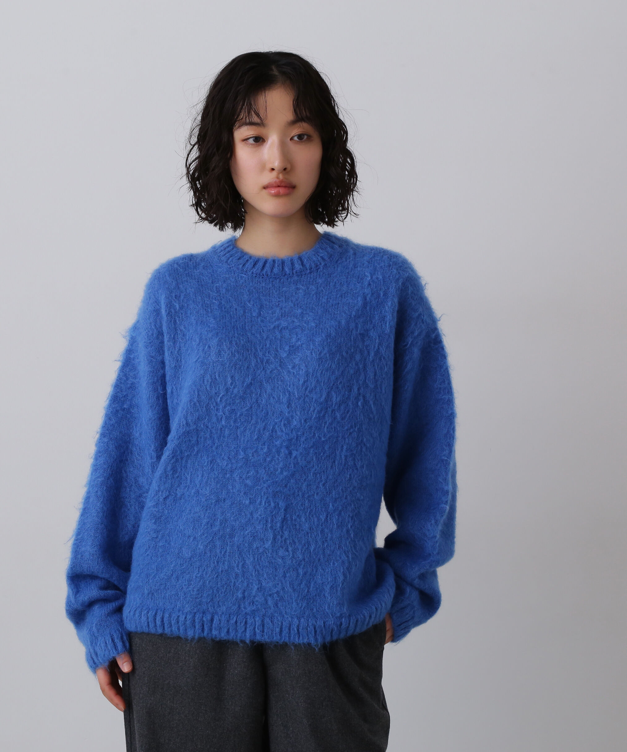 YLEVE 「YLEVE / MOHAIR NAPPING KNIT PULL OVER」|ニット・セーター|ブルー