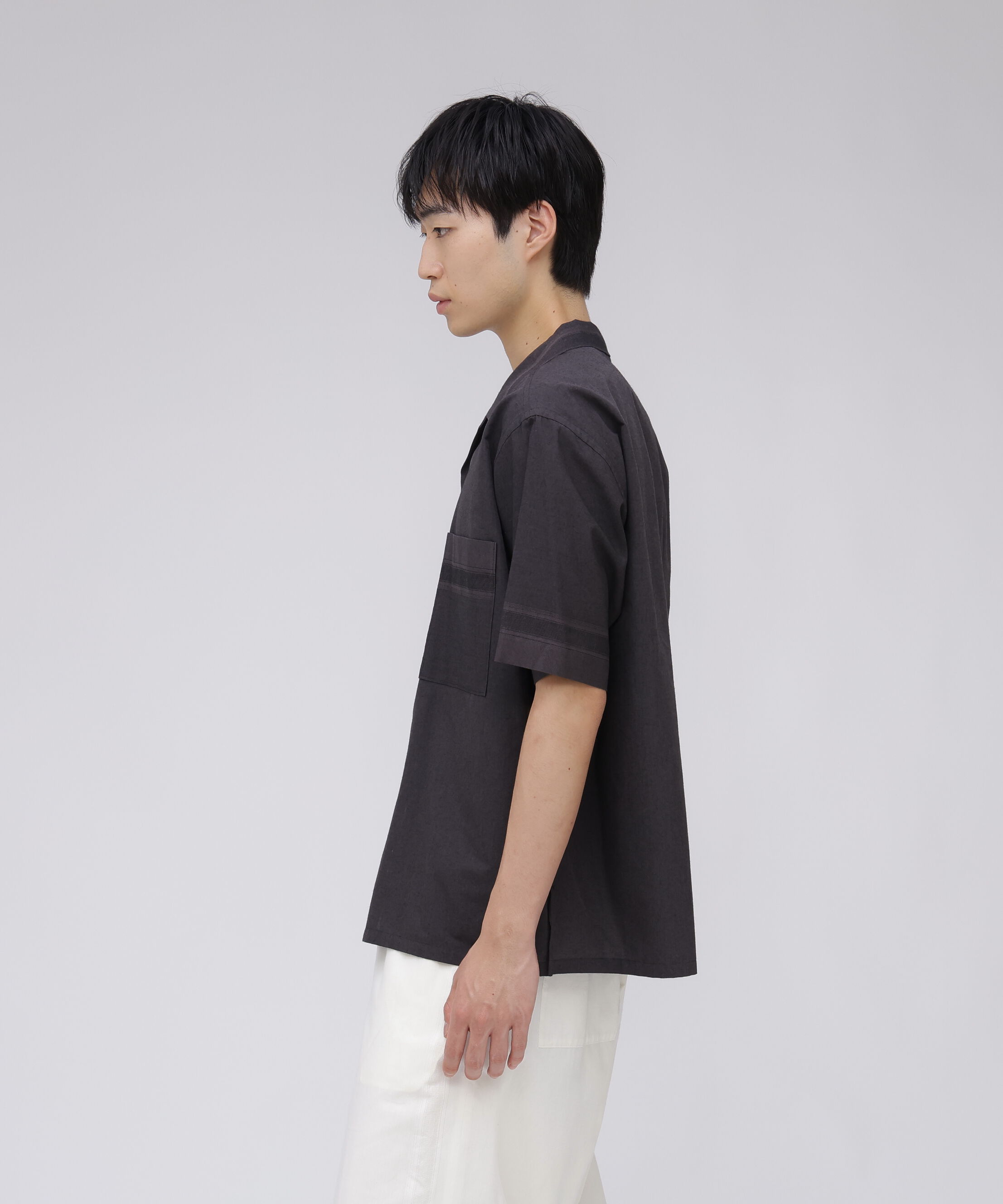 YLEVE 「YLEVE / DOBBY STRIPE CHAMBRAY OPEN COLLAR SHIRT」|シャツ・ブラウス|