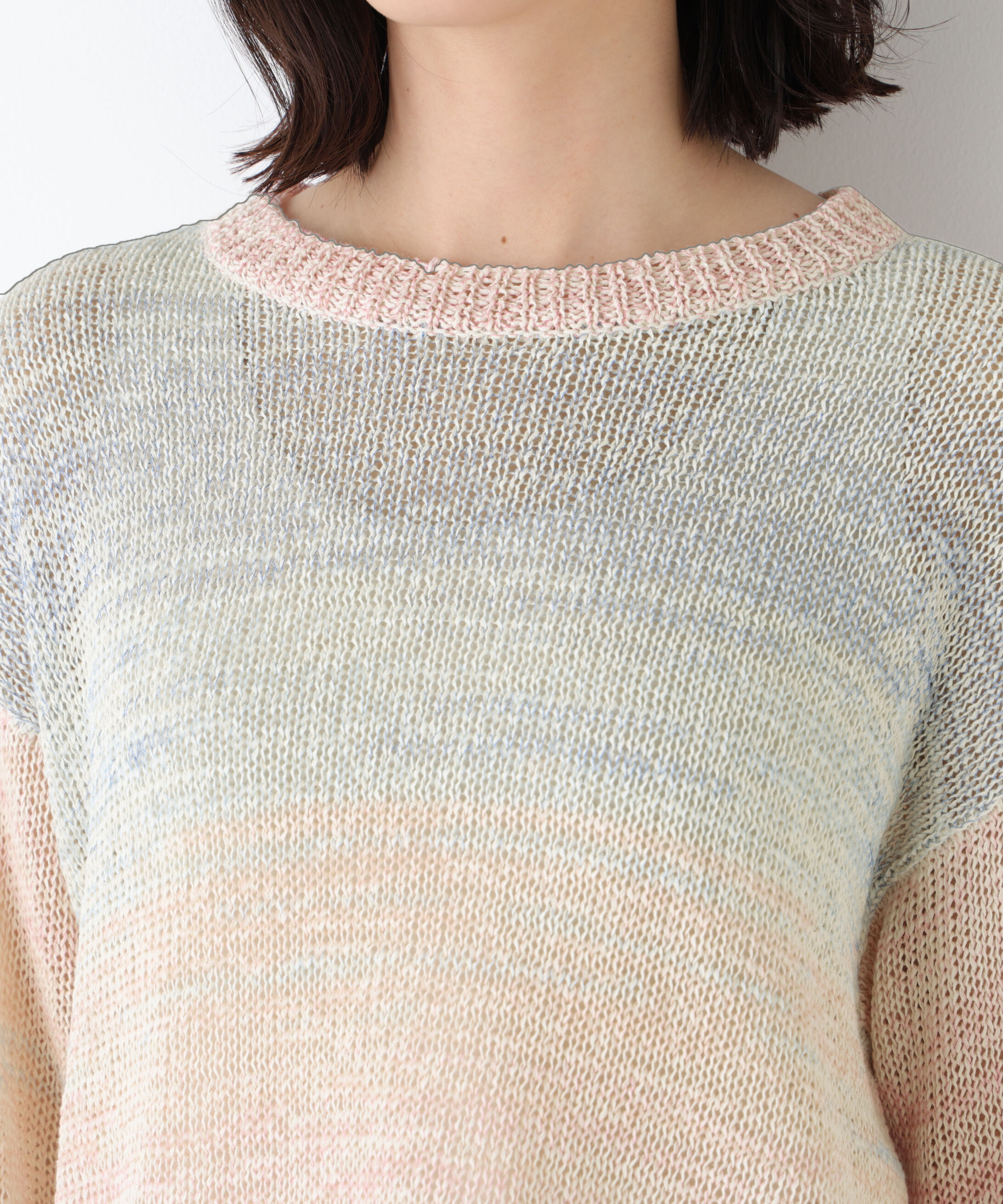  「◆《ウォッシャブル》綿ポリカスリヤーンクルーネックプルオーバー」|ニット・セーター|