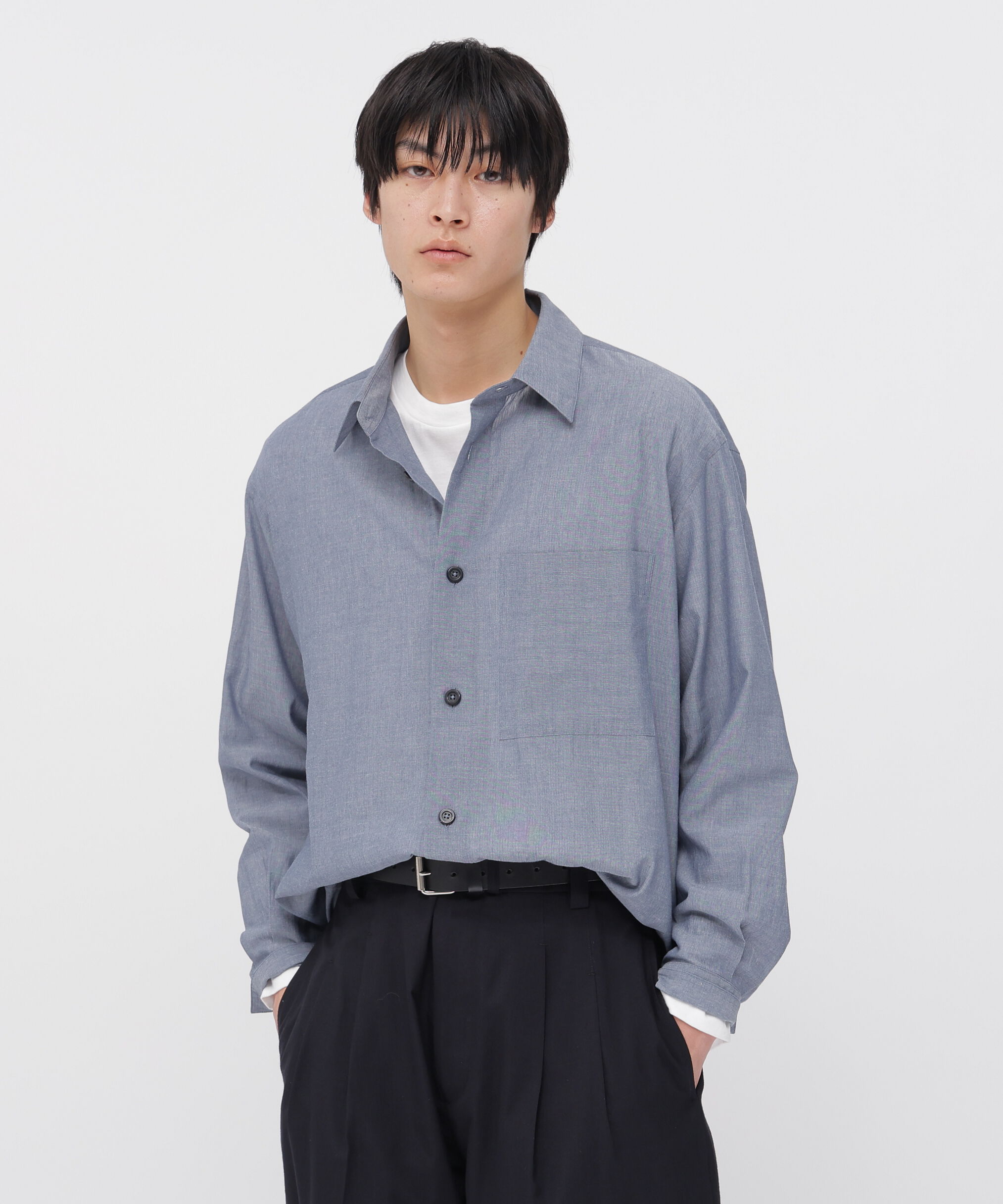 MARGARET HOWELL「COTTON WOOL VOILE SHIRT」|シャツ・ブラウス|BLUE