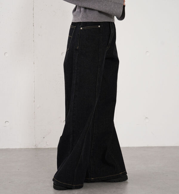 archives「ロゴ刺繍ワイドデニム」|デニム|