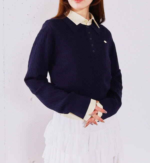 archives「【アンチピリング】ケーブルポロニット&times;シャツＳＥＴ」|カーディガン|