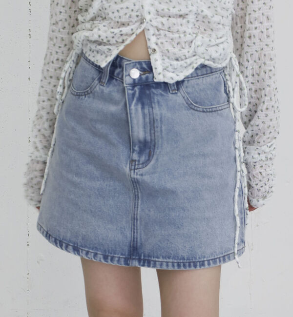 archives「パッチ台形デニムミニスカート」|スカート|BLUE