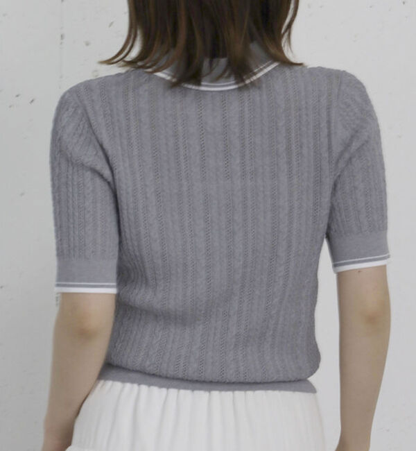 archives「【高機能】配色透かし編みポロニットプルオーバー」|ニット・セーター|
