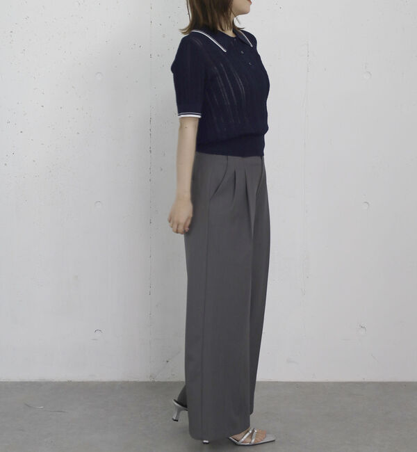 archives「【高機能】配色透かし編みポロニットプルオーバー」|ニット・セーター|