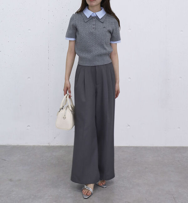 archives「シャツレイヤードハーフスリーブケーブルニットプルオーバー」|ニット・セーター|