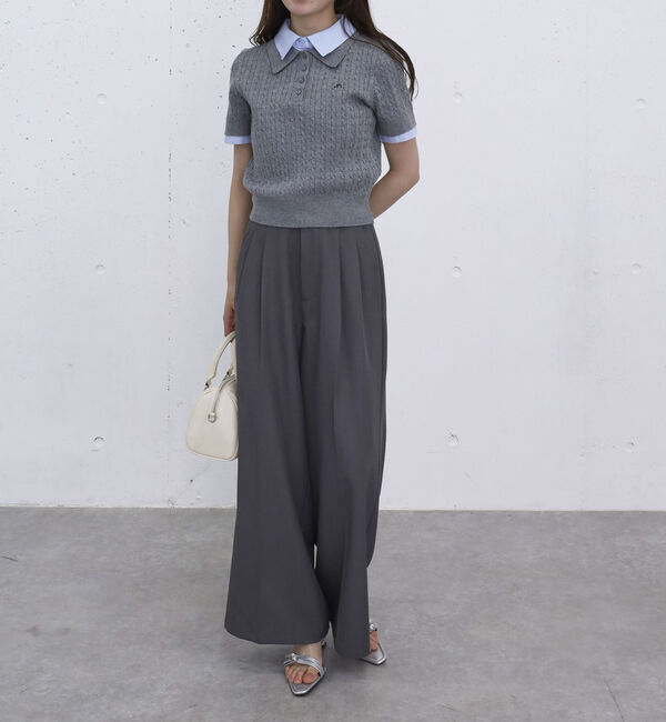 archives「シャツレイヤードハーフスリーブケーブルニットプルオーバー」|ニット・セーター|