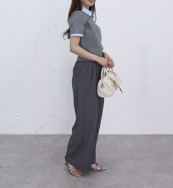 archives「シャツレイヤードハーフスリーブケーブルニットプルオーバー」|ニット・セーター|