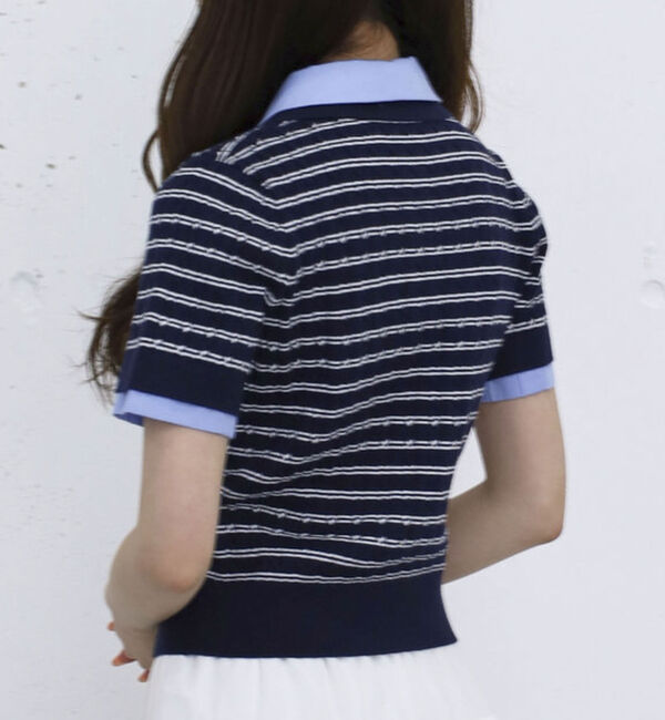 archives「シャツレイヤードハーフスリーブケーブルニットプルオーバー」|ニット・セーター|