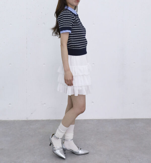 archives「シャツレイヤードハーフスリーブケーブルニットプルオーバー」|ニット・セーター|