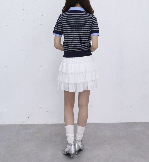 archives「シャツレイヤードハーフスリーブケーブルニットプルオーバー」|ニット・セーター|