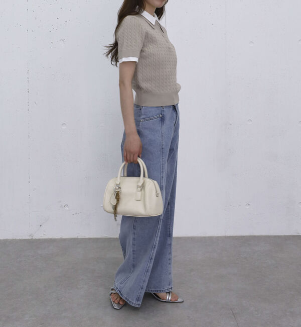 archives「シャツレイヤードハーフスリーブケーブルニットプルオーバー」|ニット・セーター|