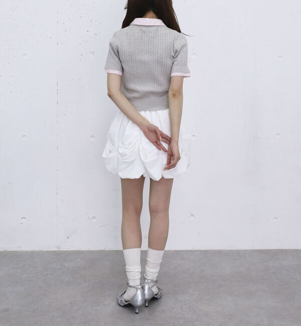 archives「シャツレイヤードハーフスリーブケーブルニットプルオーバー」|ニット・セーター|