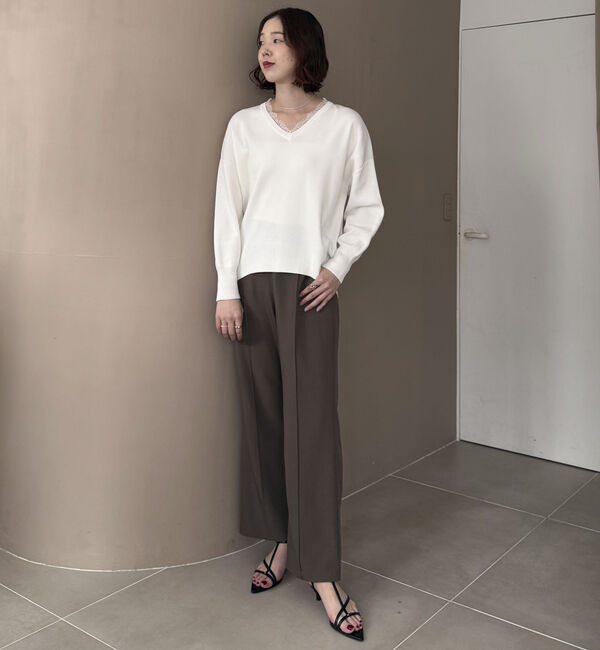 Doux archives「衿レースＶネックニットプルオーバー」|ニット・セーター|