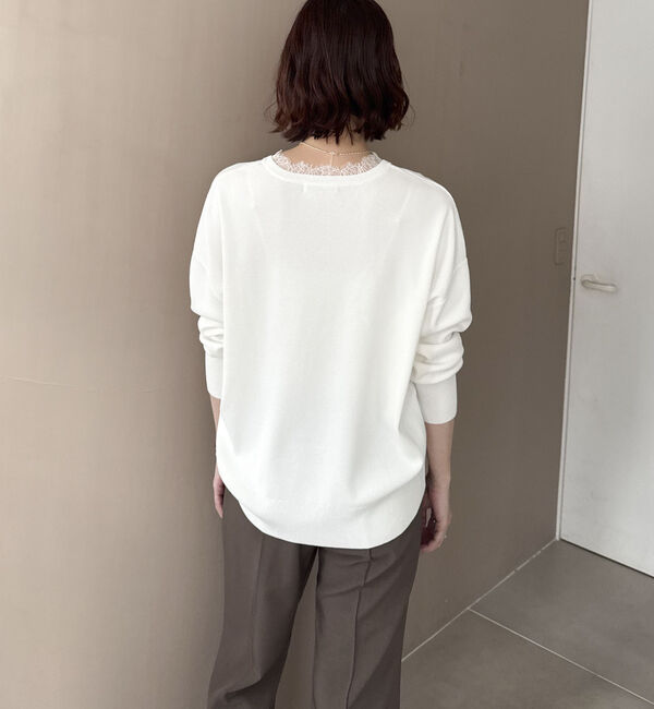 Doux archives「衿レースＶネックニットプルオーバー」|ニット・セーター|