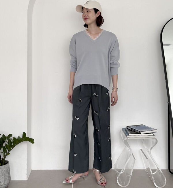 Doux archives「衿レースＶネックニットプルオーバー」|ニット・セーター|