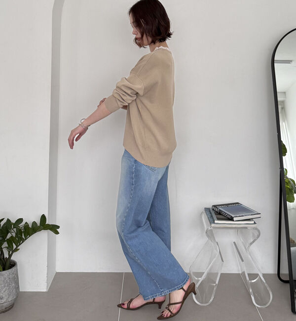 Doux archives「衿レースＶネックニットプルオーバー」|ニット・セーター|