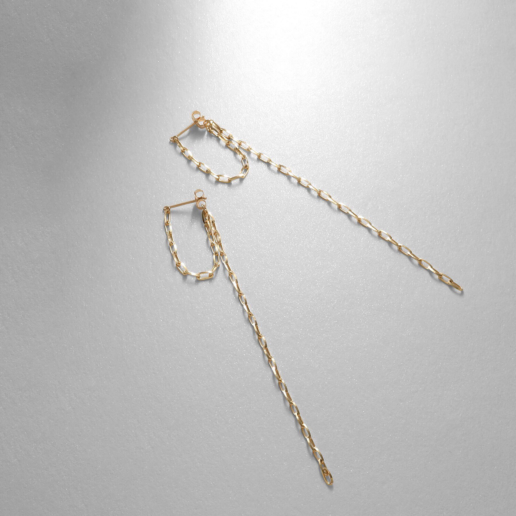 COCOSHNIK「K10グリームカットアズキチェーンフープ スタッドピアス」|ピアス|