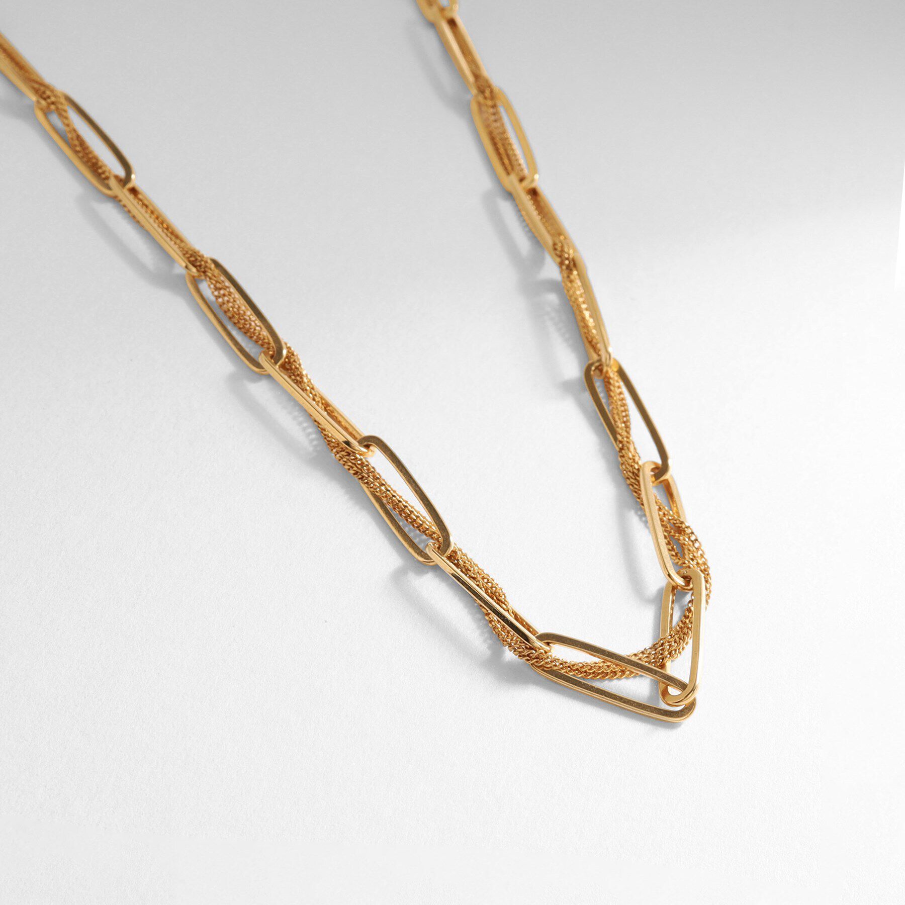 COCOSHNIK ONKITSCH「シルバー ミックスチェーン フラットカーブ スルー ネックレス GP」|ネックレス|