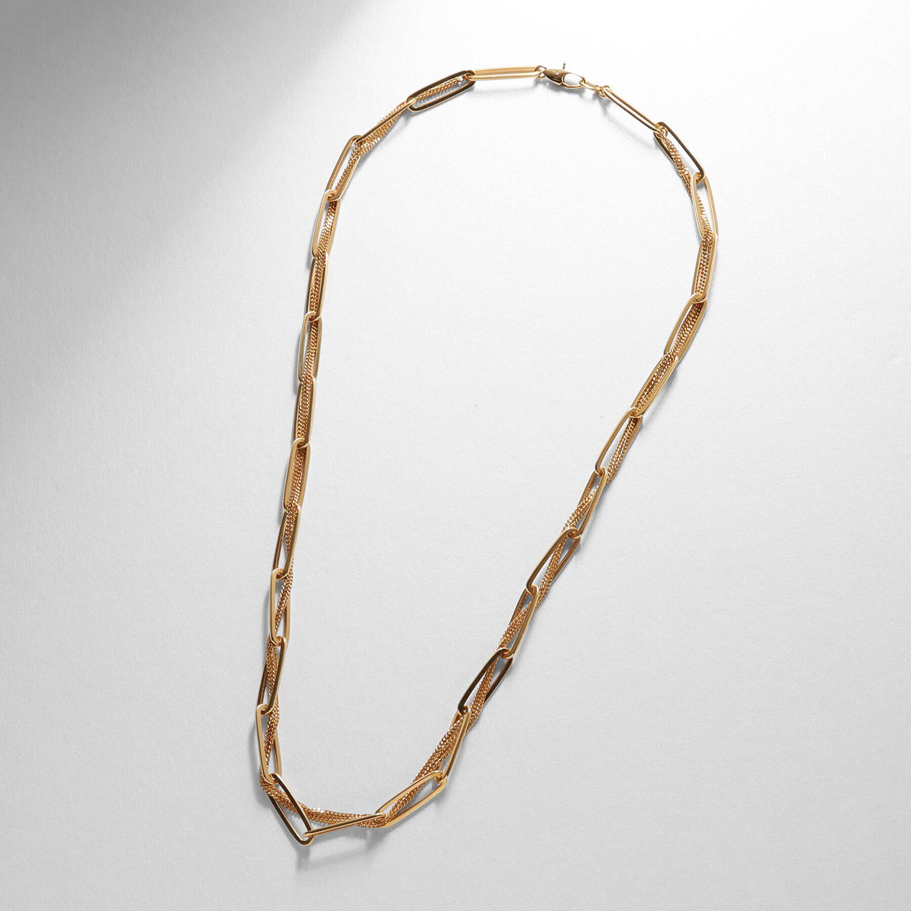 COCOSHNIK ONKITSCH「シルバー ミックスチェーン フラットカーブ スルー ネックレス GP」|ネックレス|