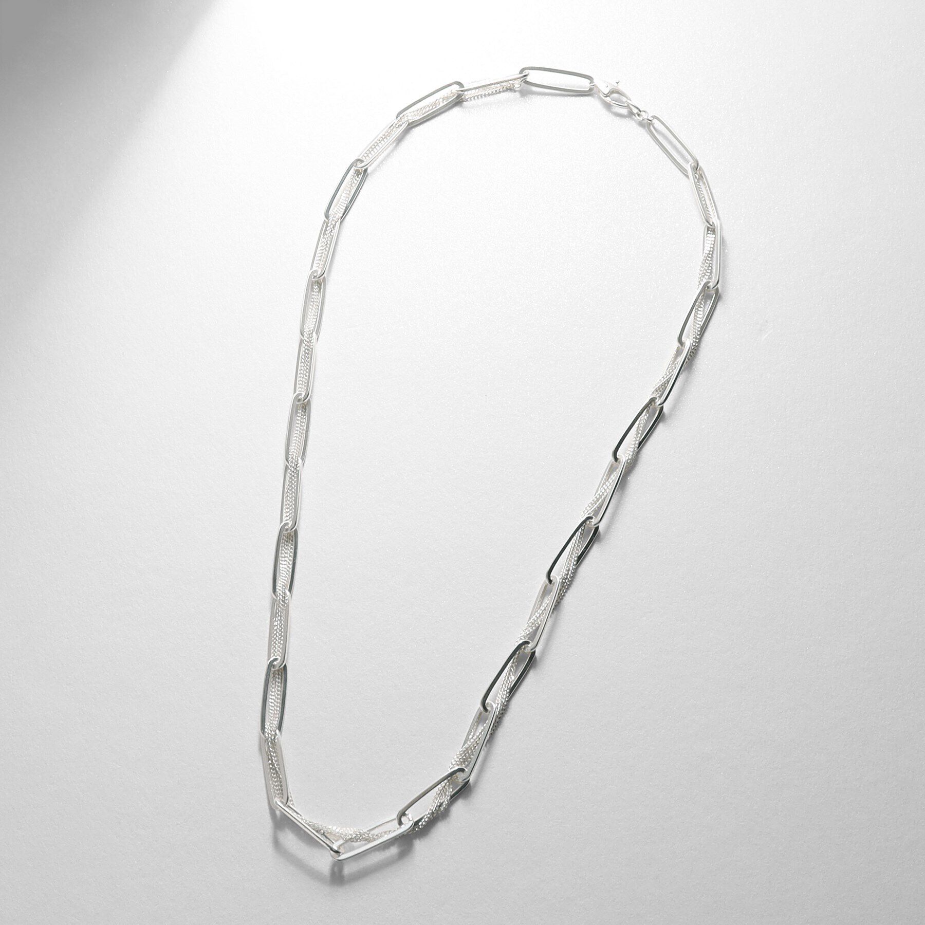 COCOSHNIK ONKITSCH「シルバー ミックスチェーン フラットカーブ スルー ネックレス」|ネックレス|