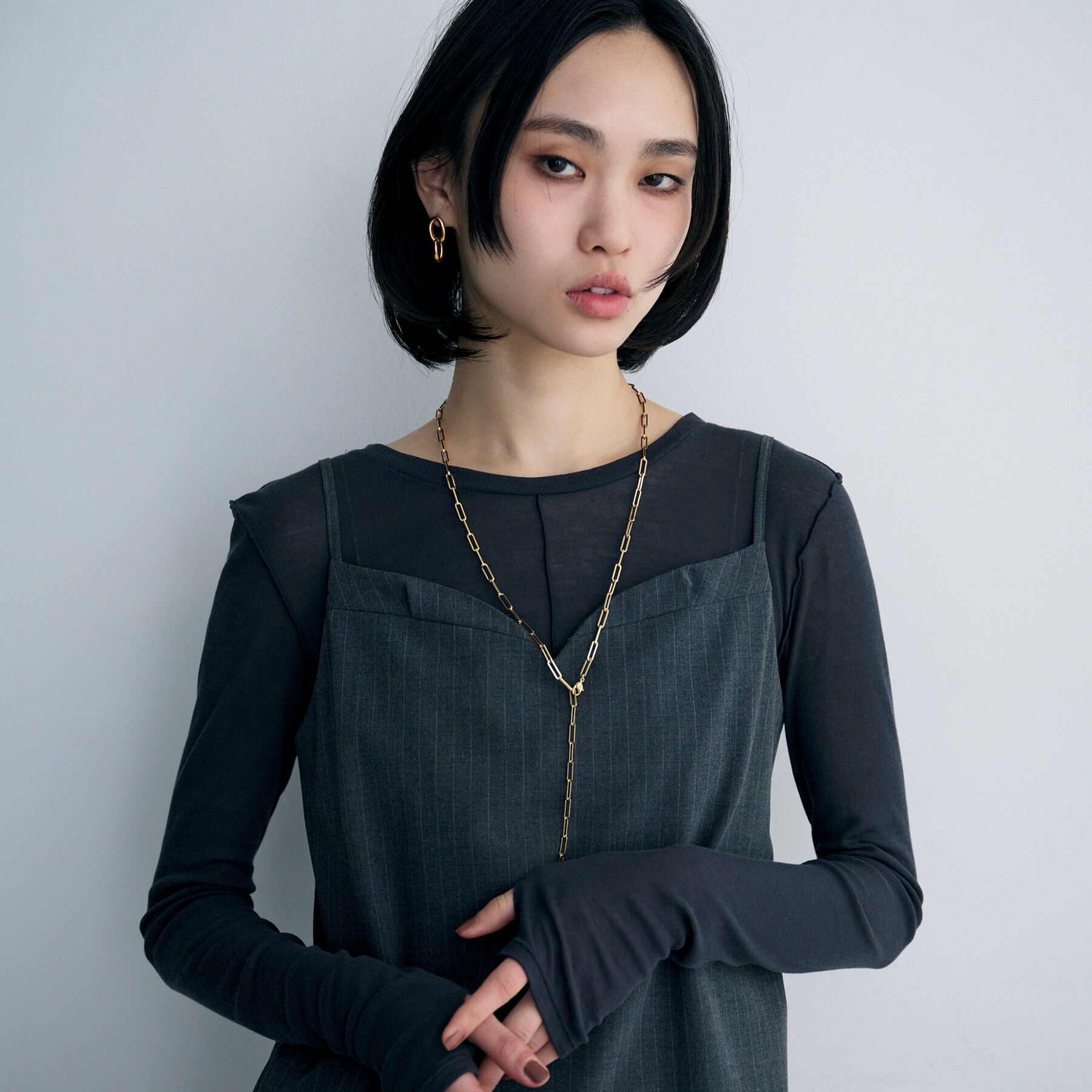 COCOSHNIK ONKITSCH「シルバー ダブルドロップニュアンスピアス GP」|ピアス|