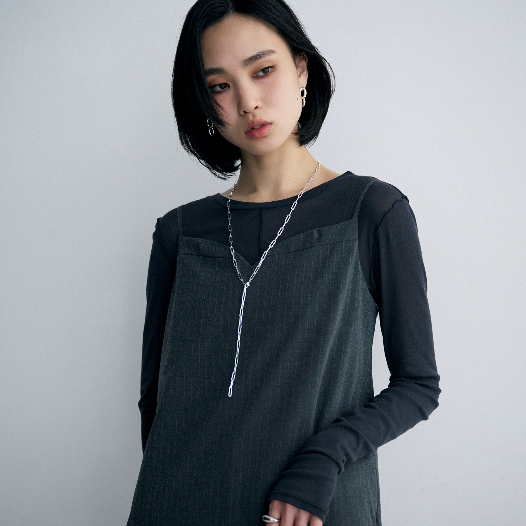 COCOSHNIK ONKITSCH「シルバー ダブルドロップニュアンスピアス」|ピアス|