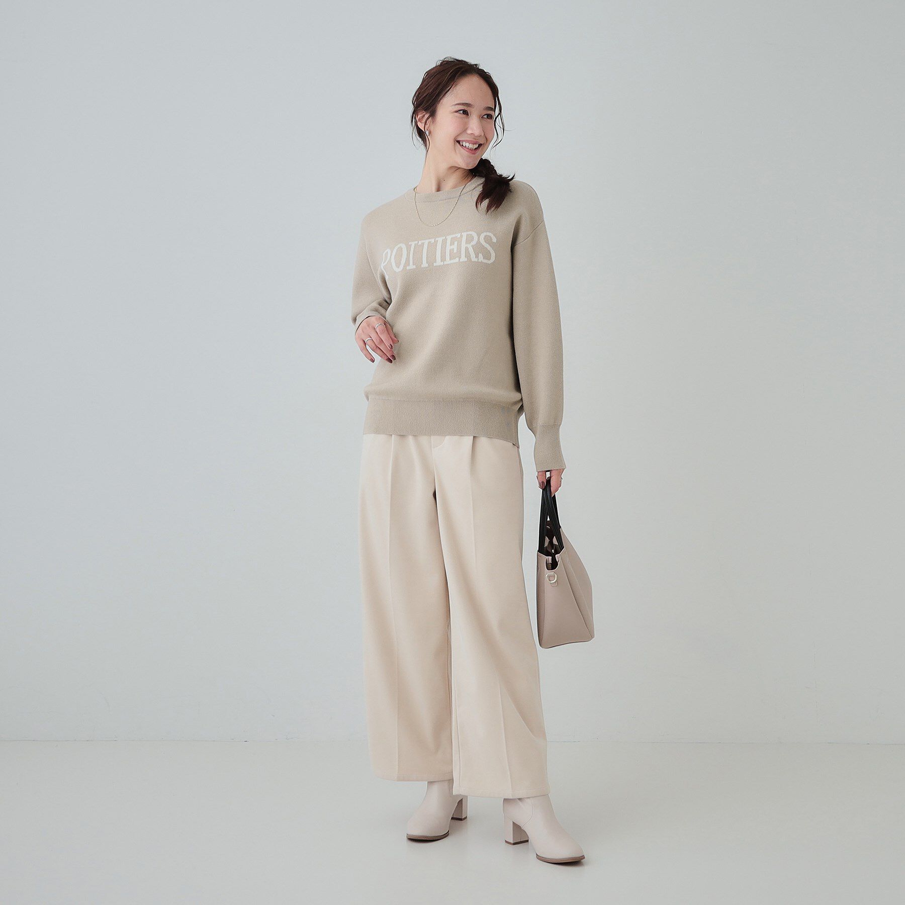 SHOO･LA･RUE「【洗える/ちくちくしにくい/静電気軽減】スウェットライク ロゴニット」|ニット・セーター|