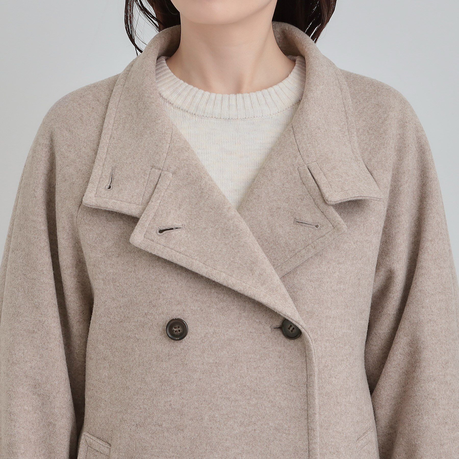 SHOO･LA･RUE「【S-LL】大人のきれいめスタイルに ウール調スタンドロングコート」|その他|