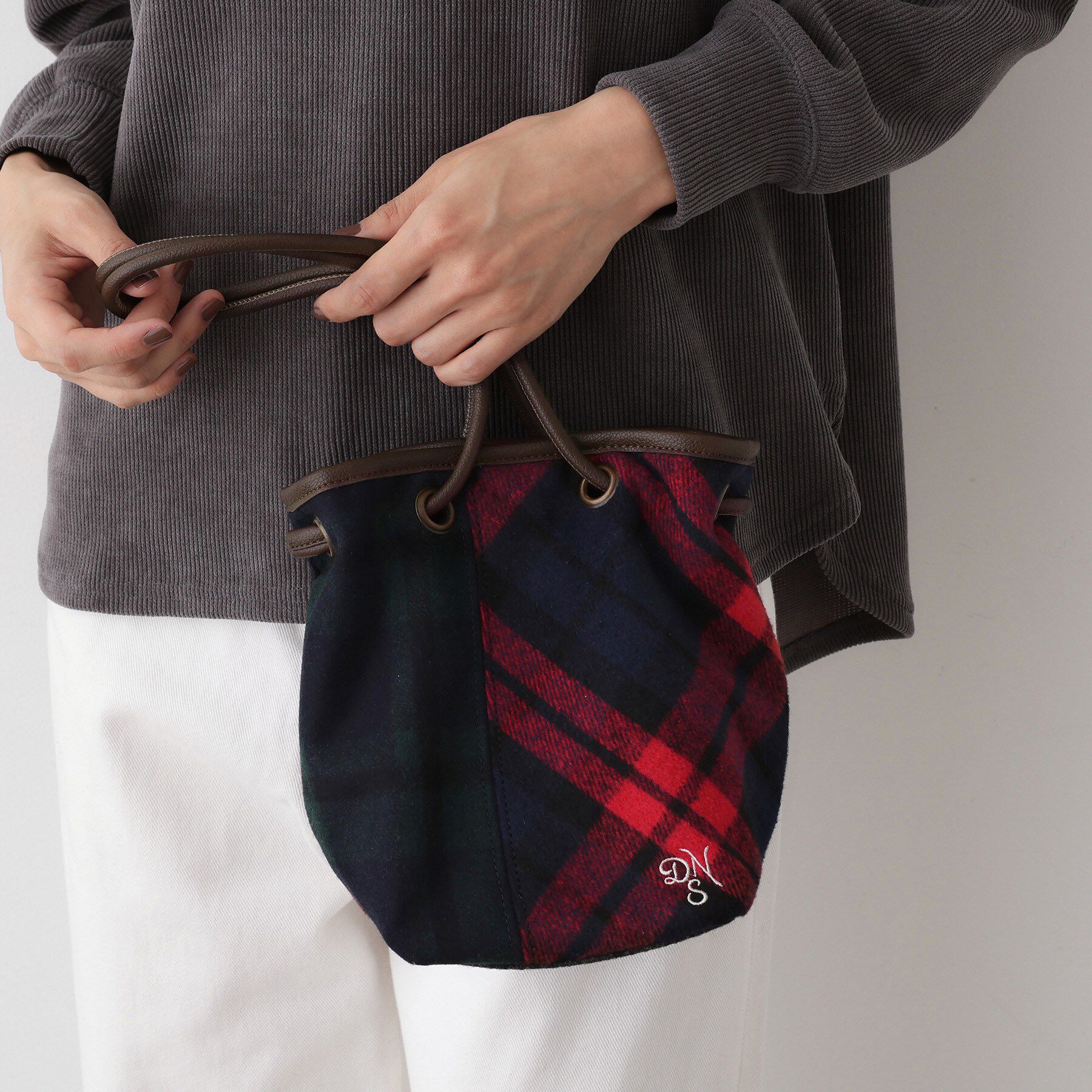 Dessin「2WAYチェック巾着バッグ」|ハンドバッグ|