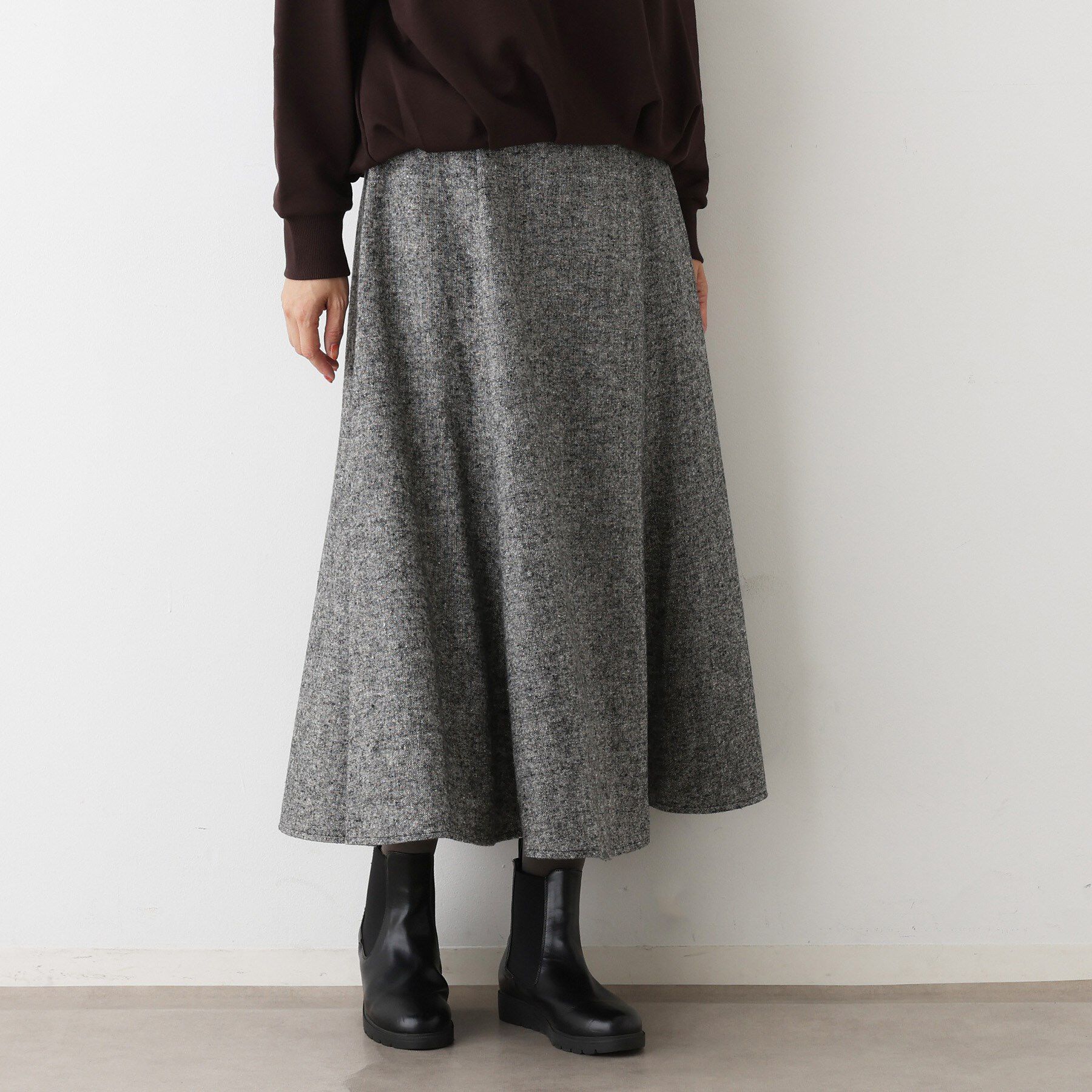 Dessin「【洗える】ツイードフレアスカート」|スカート|ブラック(519)