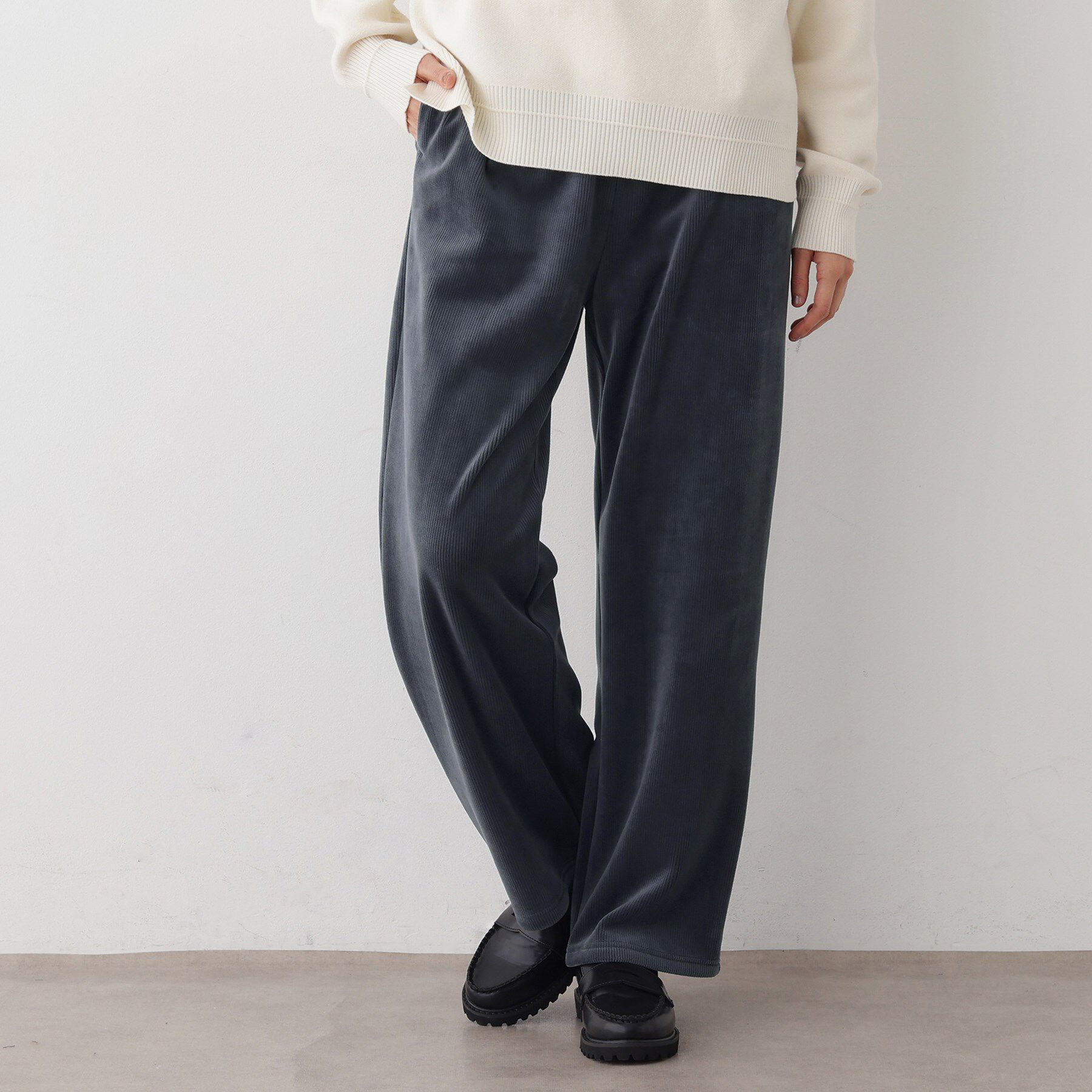 Dessin「【洗える/ウエストゴム】裏起毛コーデュロイイージーパンツ」|その他|