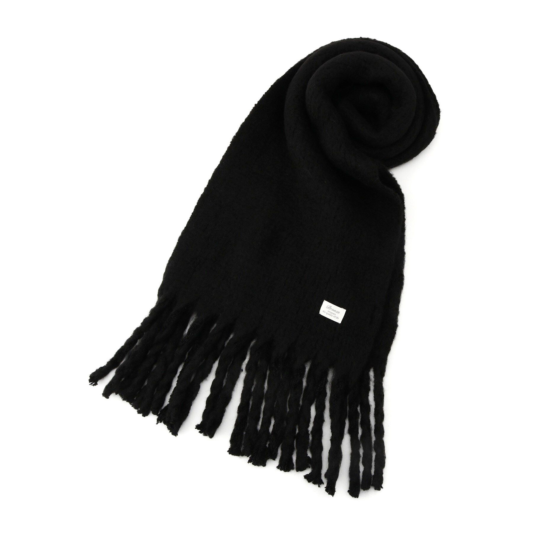 ITS&rsquo;DEMO「【手洗い可】リブラッセル無地ストール」|ストール|ブラック(019)