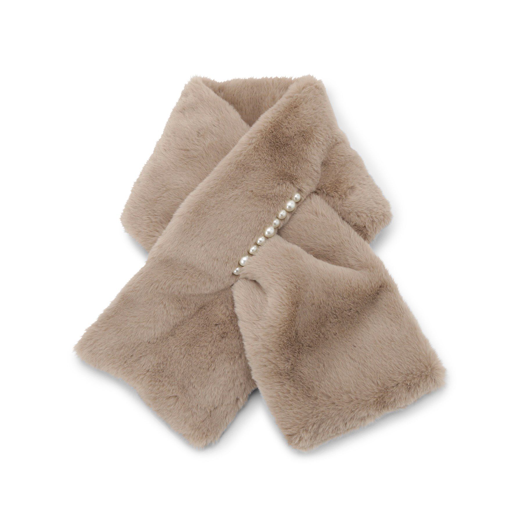 ITS&rsquo;DEMO「連パール調フェイクファーマフラー」|ストール|ベージュ(052)