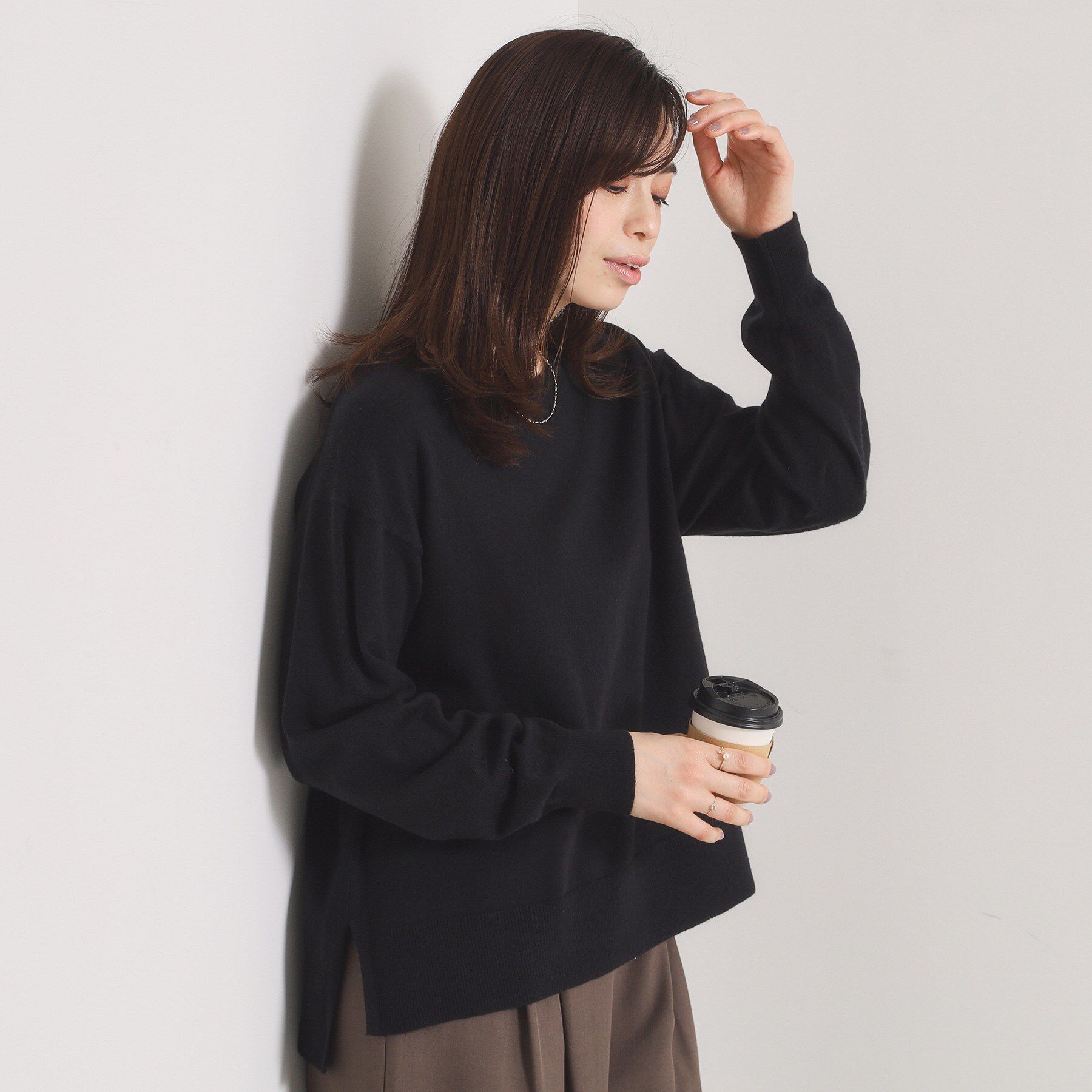 ITS&rsquo;DEMO「【静電気防止／手洗い可】クリーミータッチクルーネックニット」|ニット・セーター|