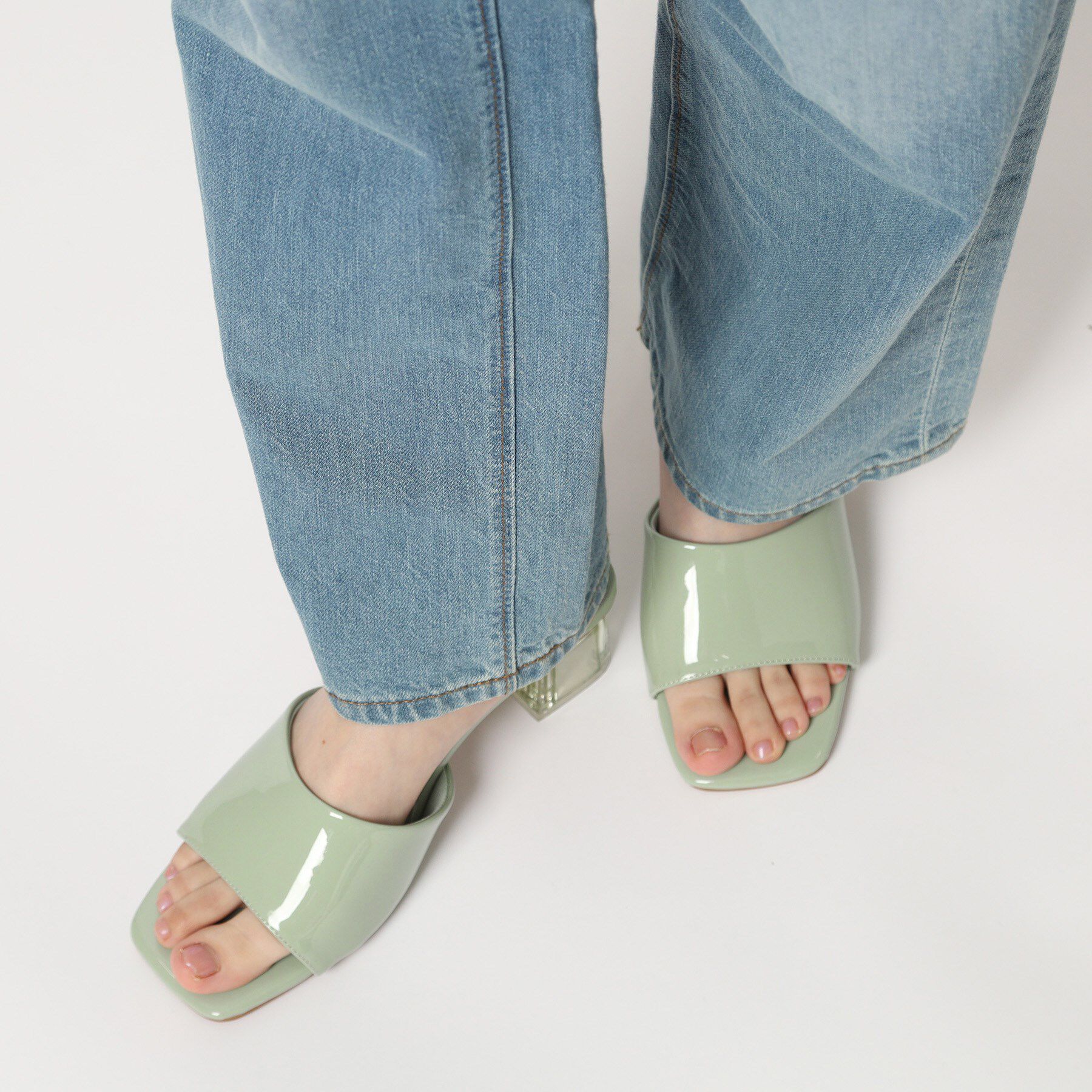 ESPERANZA「スクエアトゥクリアヒールミュール」|サンダル|