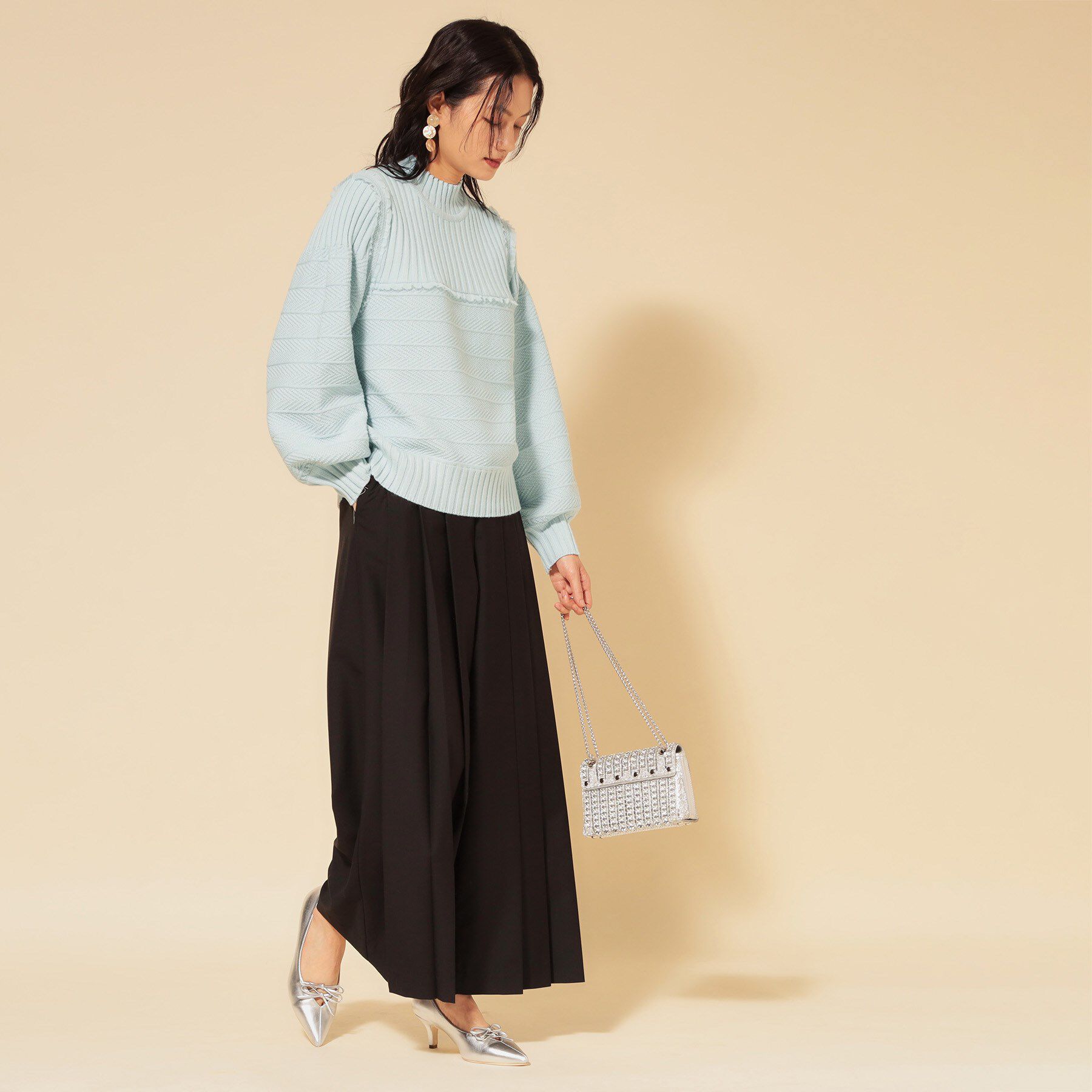 SunaUna「【COLLECTION LINE】編変化シフォンニット」|ニット・セーター|