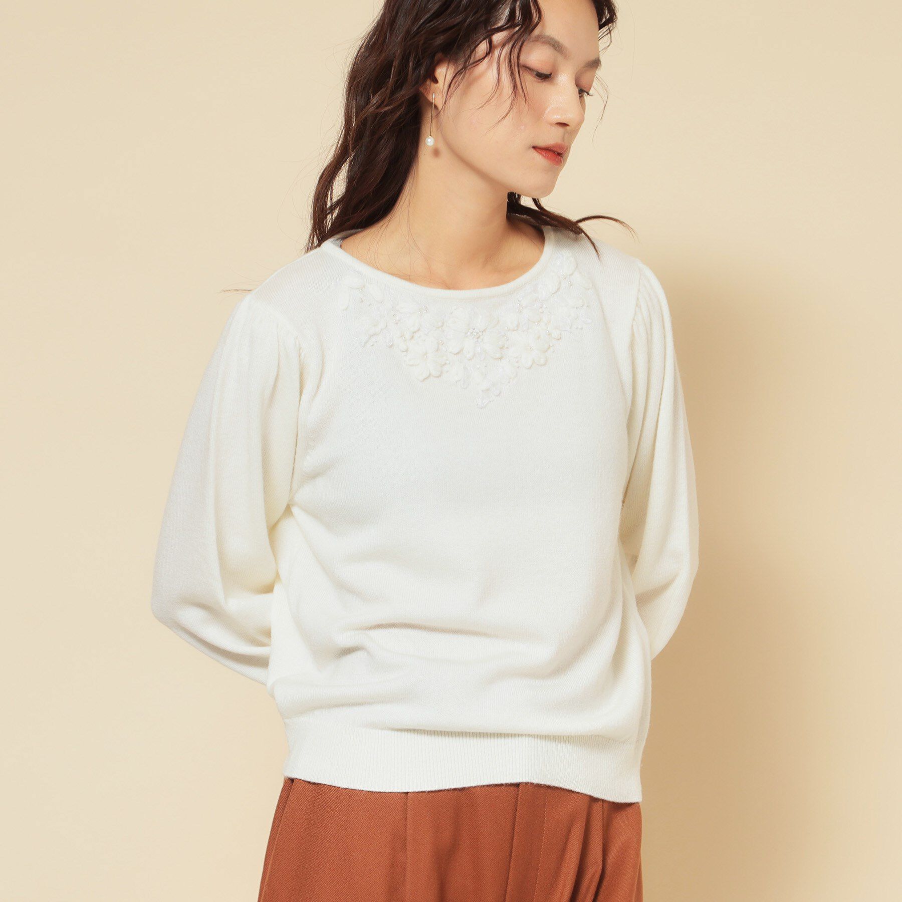 SunaUna「【上品/華やか】クラフトニット」|ニット・セーター|オフホワイト(003