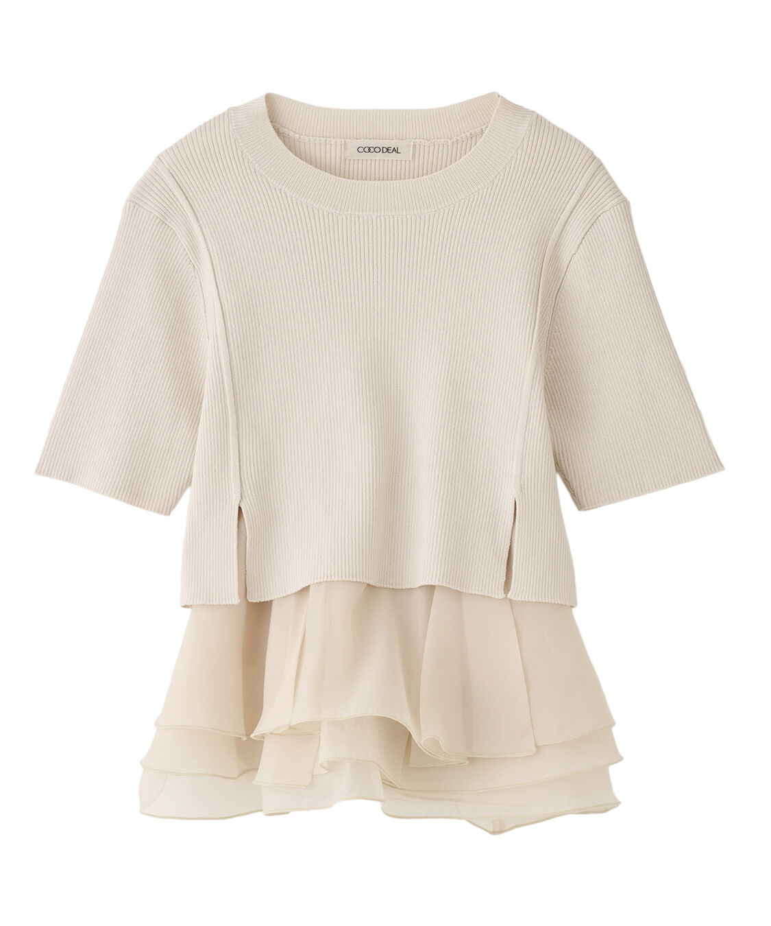 COCO DEAL「ペプラムブラウスセットニット」|シャツ・ブラウス|ベージュ