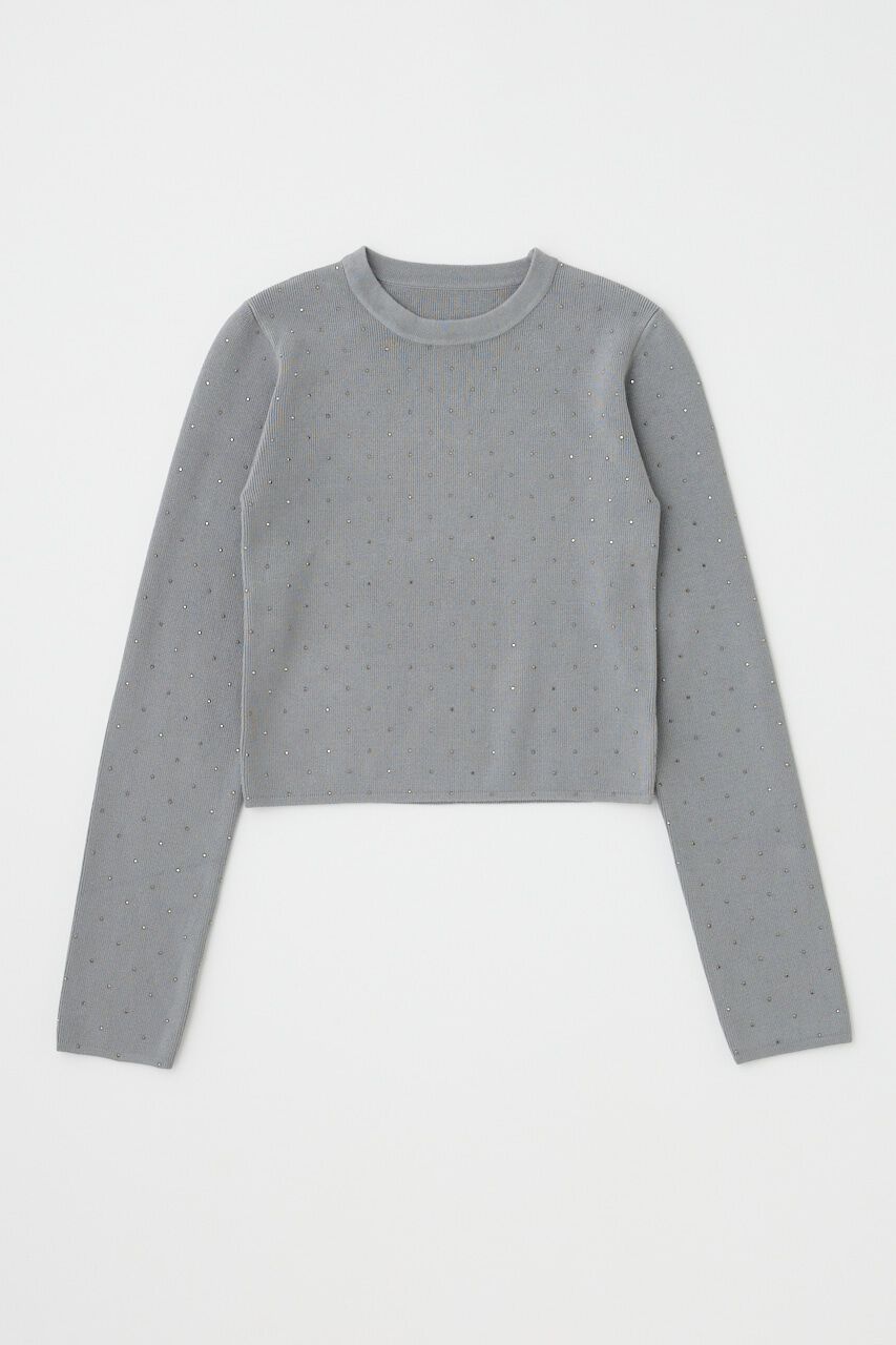 MOUSSY「RHINESTONE ニットトップス」|ニット・セーター|GRY