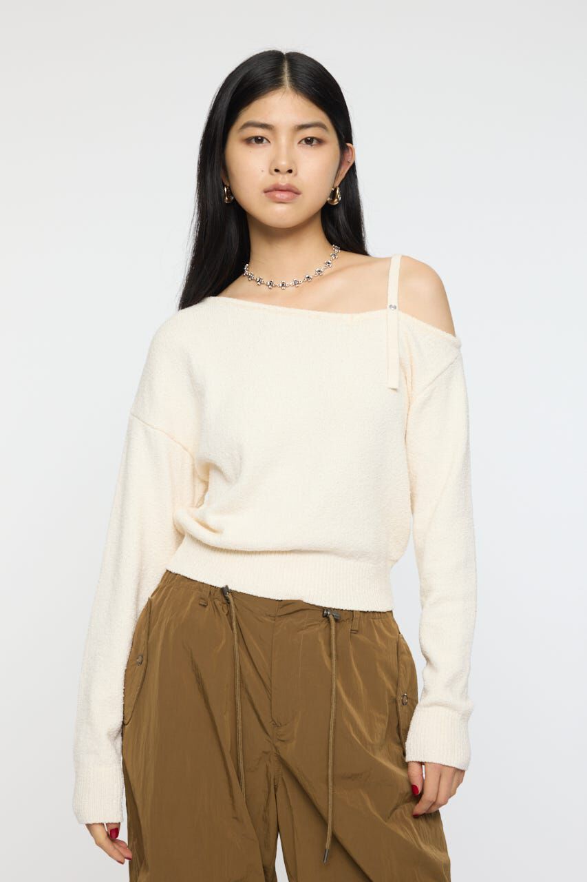 MOUSSY「BUTTON STRAP ワンショルダートップス」|ニット・セーター|IVOY3