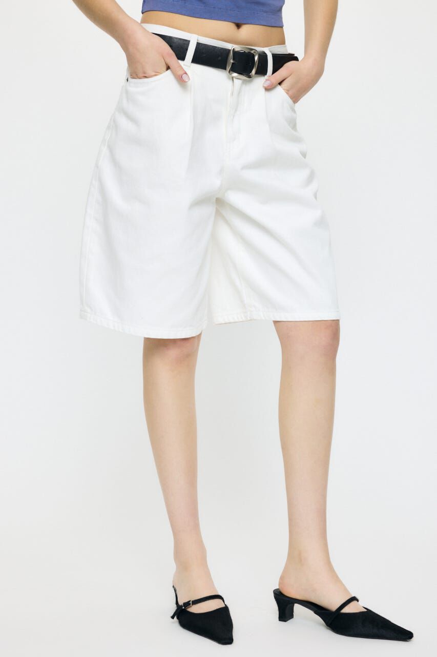 MOUSSY「TUCKED COCOON BERMUDA ショーツ」|デニム|