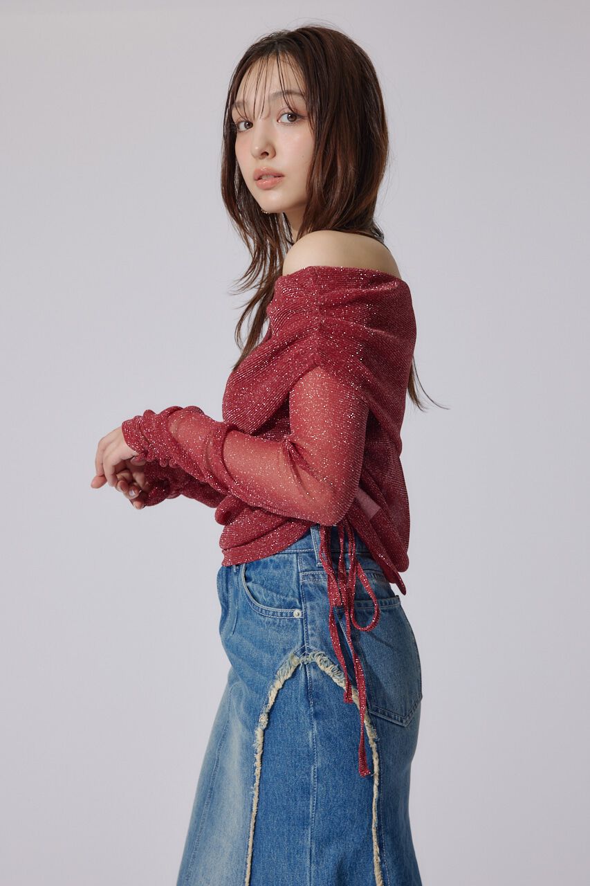 rienda「オフショルレディーラメトップス」|Tシャツ・カットソー|