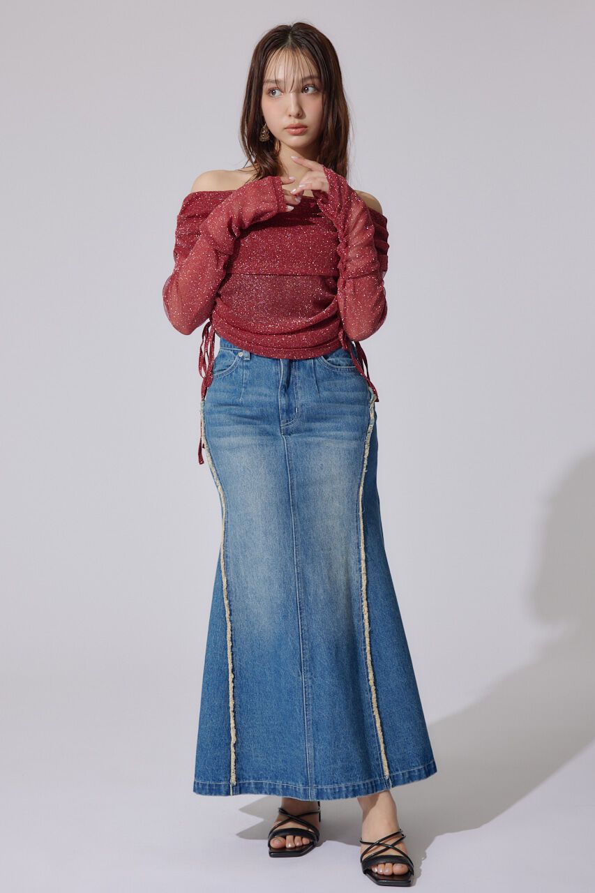 rienda「オフショルレディーラメトップス」|Tシャツ・カットソー|