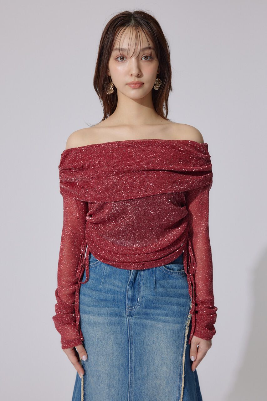 rienda「オフショルレディーラメトップス」|Tシャツ・カットソー|