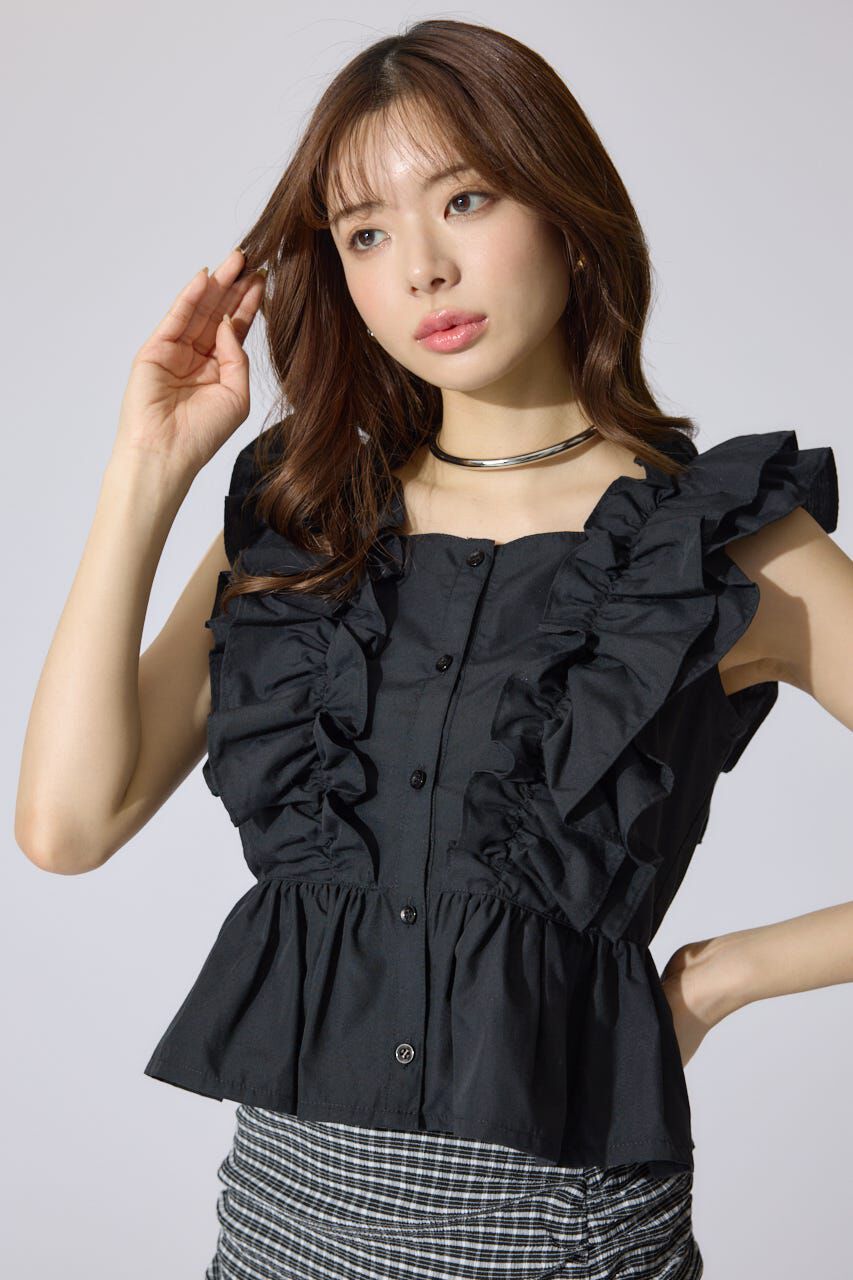 rienda「ダブルフリルブラウス」|シャツ・ブラウス|